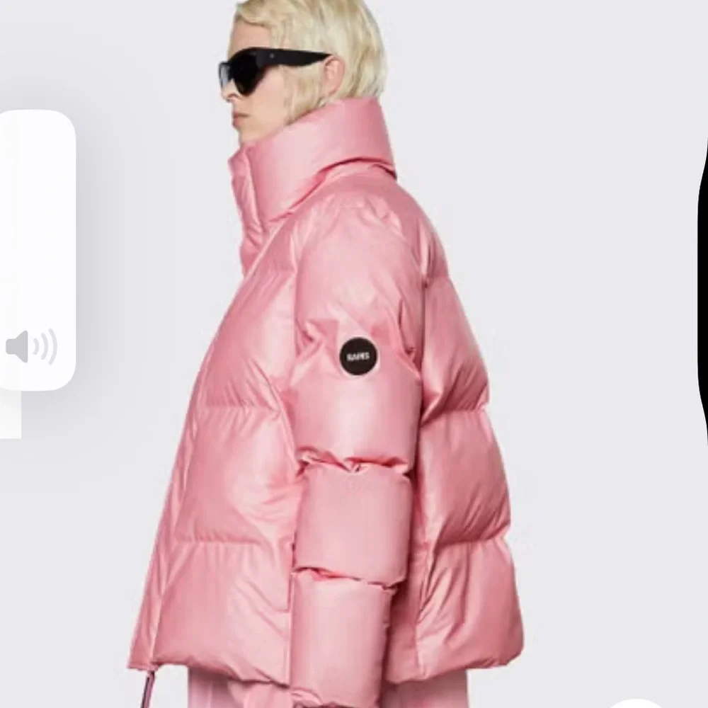Rains Quilted Padded Oversized Matte-Shell Pink Puffer Ski Jacket, Size Medium - Picture 3 of 7